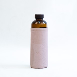 Gourde en verre recyclé- housse en tissu de liège Rose Pastel - 600mL 