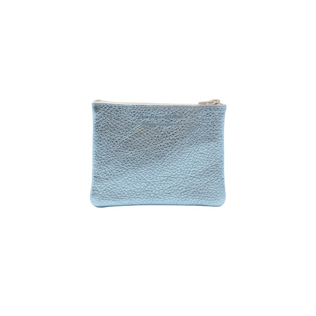 Pochette cuir grainé métallisé bleu – petit modèle 3