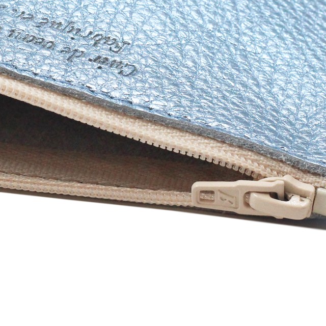Pochette cuir grainé métallisé bleu – petit modèle 4