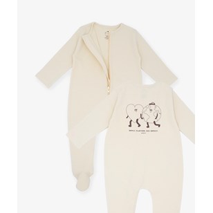 Pyjama zippé en coton bio - Crème - Earth Lover