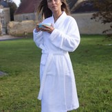 Peignoir-Kimono Unisexe  "Blanc Pur" en Coton 100 % Biologique  4