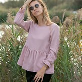 Blouse rose 100% Tencel forme Peplum - Lilas made in France