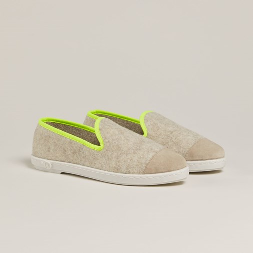 Chaussons AW laine recyclée, beige jaune fluo