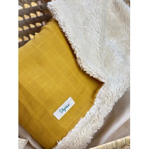 Couverture jaune en peluche de coton bio