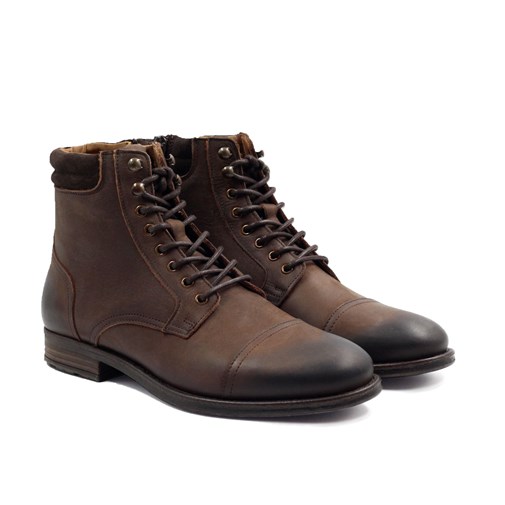 Ranger boots à col cuir nubuck marron