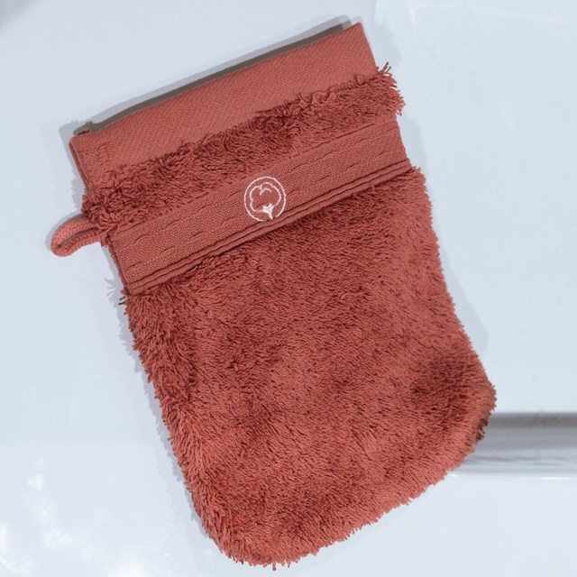 Le gant de toilette tout doux en coton bio | Rose Fumé 2