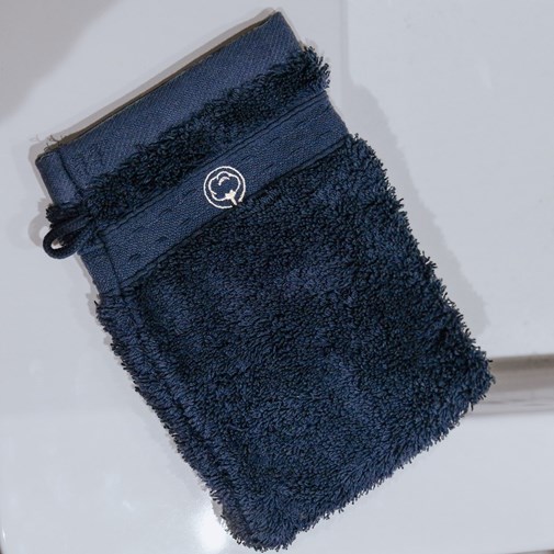 Le gant de toilette tout doux en coton bio | Bleu Profond