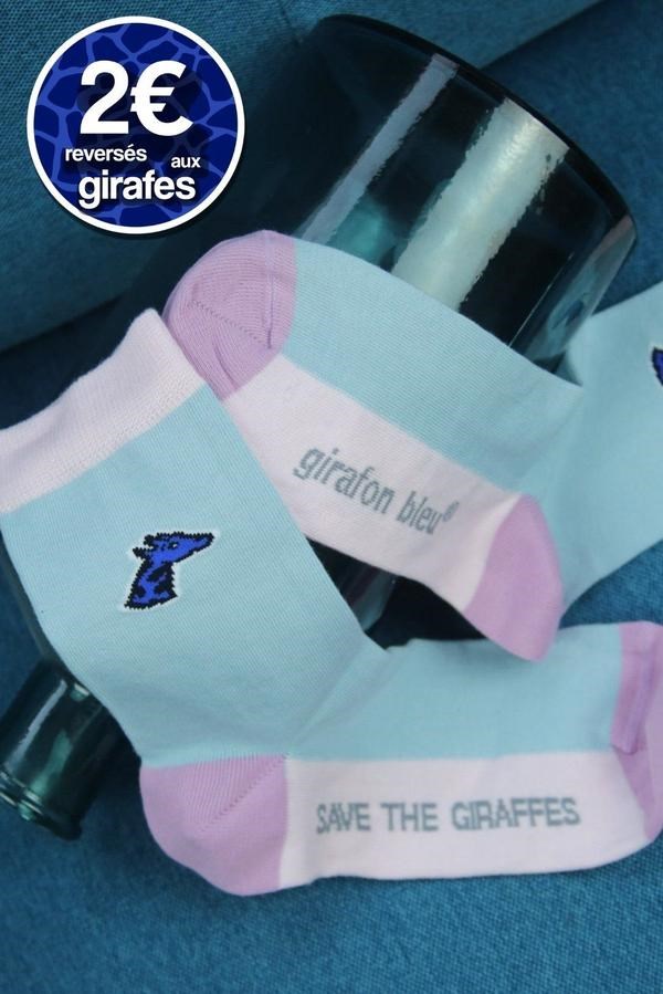 Chaussettes pour femme - girafon bleu 4