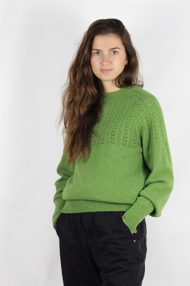 Pull Agave vert prairie, made in France 100% laine recyclée 2