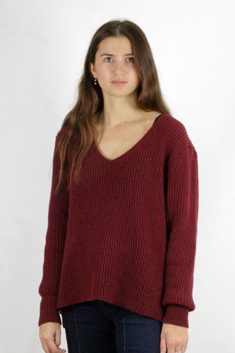 Pull Ficus Bordeaux, laine 100% recyclée made in France