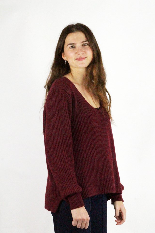 Pull Ficus Bordeaux, laine 100% recyclée made in France 3