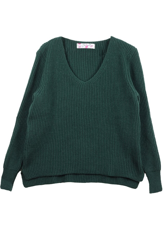 Pull Ficus vert sapin , laine 100% recyclée made in France 4