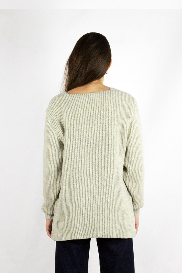 Pull Ficus ecru chiné, laine 100% recyclée made in France  11