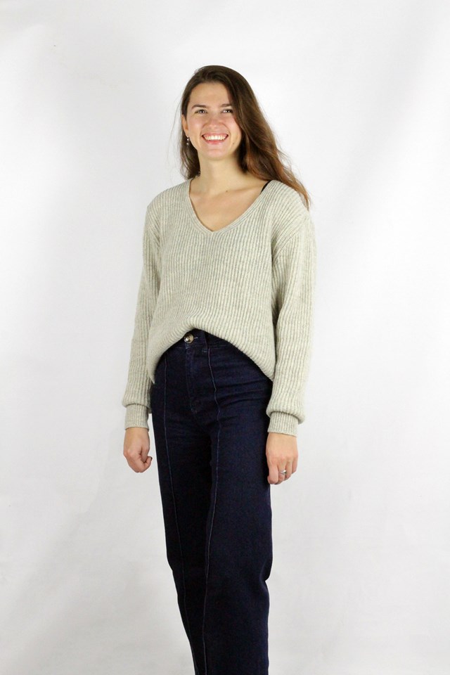 Pull Ficus ecru chiné, laine 100% recyclée made in France  10