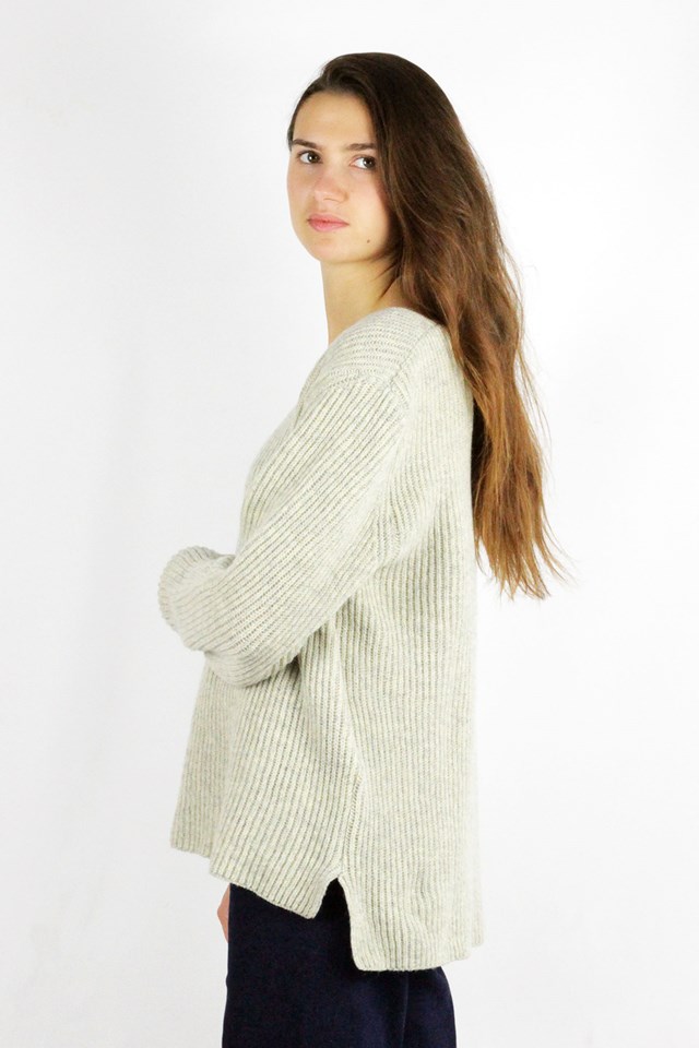 Pull Ficus ecru chiné, laine 100% recyclée made in France  9