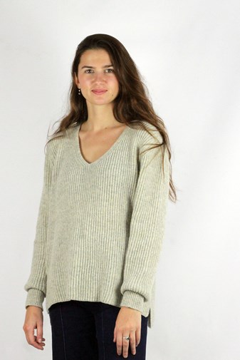 Pull Ficus ecru chiné, laine 100% recyclée made in France 