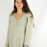 Pull Ficus ecru chiné, laine 100% recyclée made in France  8