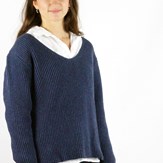 Pull Ficus bleu jean , laine 100% recyclée made in France  - 9