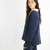Pull Ficus bleu jean , laine 100% recyclée made in France  - 10