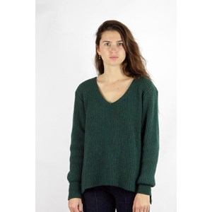 Pull Ficus vert sapin , laine 100% recyclée made in France