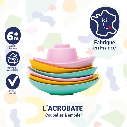 Le Jouet Simple – Coupelles à empiler en plastique recyclé made in France