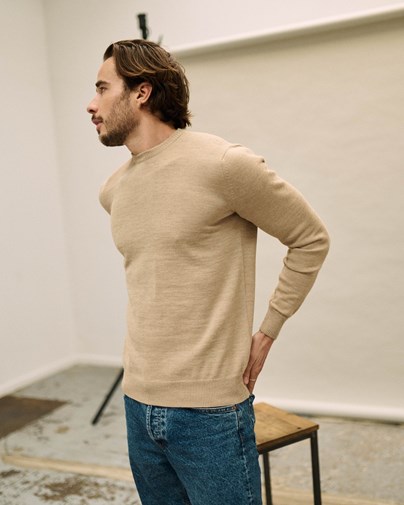 Pull col rond homme - Beige