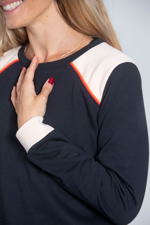 Sweatshirt Thea avec épaules contrastantes et coton bio GOTS Zoom