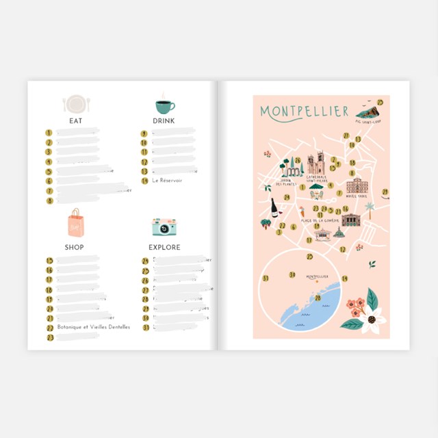 City-guide de Montpellier illustré et engagé - Format papier A6 4