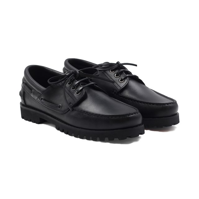 Chaussures bateau crantées cuir noir 2