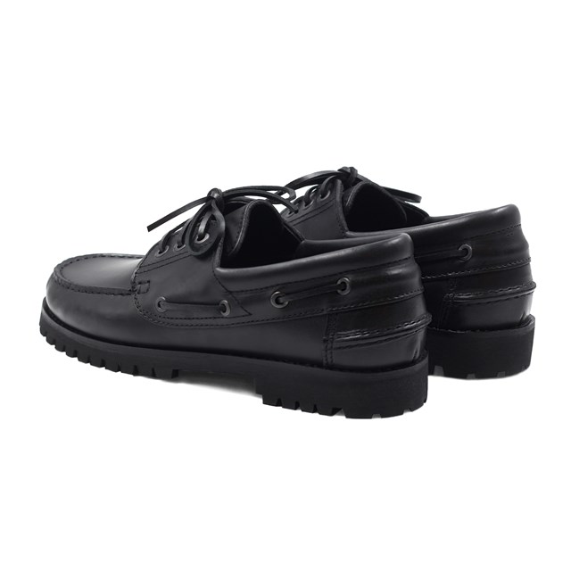Chaussures bateau crantées cuir noir 3