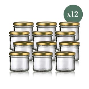 Lot de 12 pots verrines 130ml avec couvercles or - Rondelette
