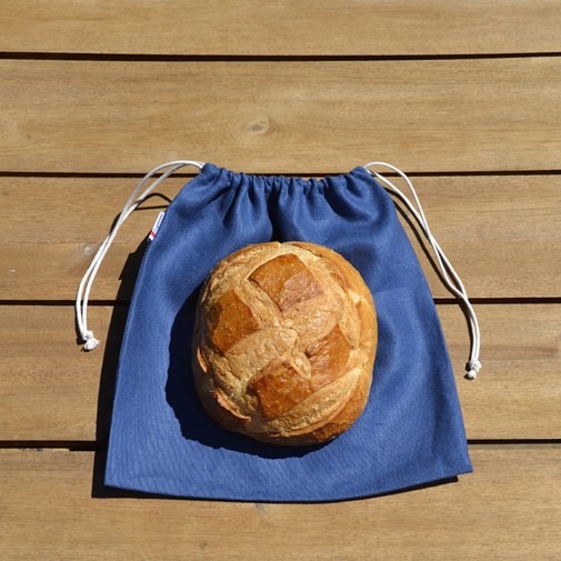 Sac à pain en lin grand format - Le Gourmand - Bleu marin