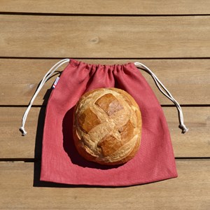 Sac à pain en lin grand format - Le Gourmand - Rouge coquelicot