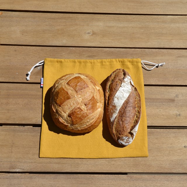 Sac à pain Les extra-ordinaires Le Gourmand jaune marin avec deux pains