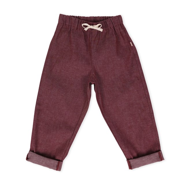 Pantalon coton upcyclé denim japonais Nebula Rouge tibetain 2
