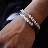 Bracelet duo perles de culture et pierres naturelles 2