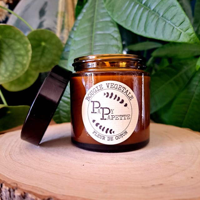 Bougie artisanale “fleur de coton” cire végétale de tournesol - Papy Papette - 3