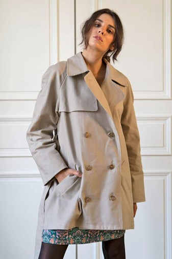 TRENCH ZORANE COURT -Made in France - Coton upcyclé coloris beige