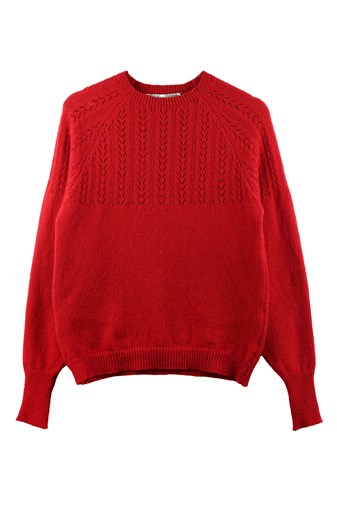Pull Agave rouge en laine recyclée 100% made in France -