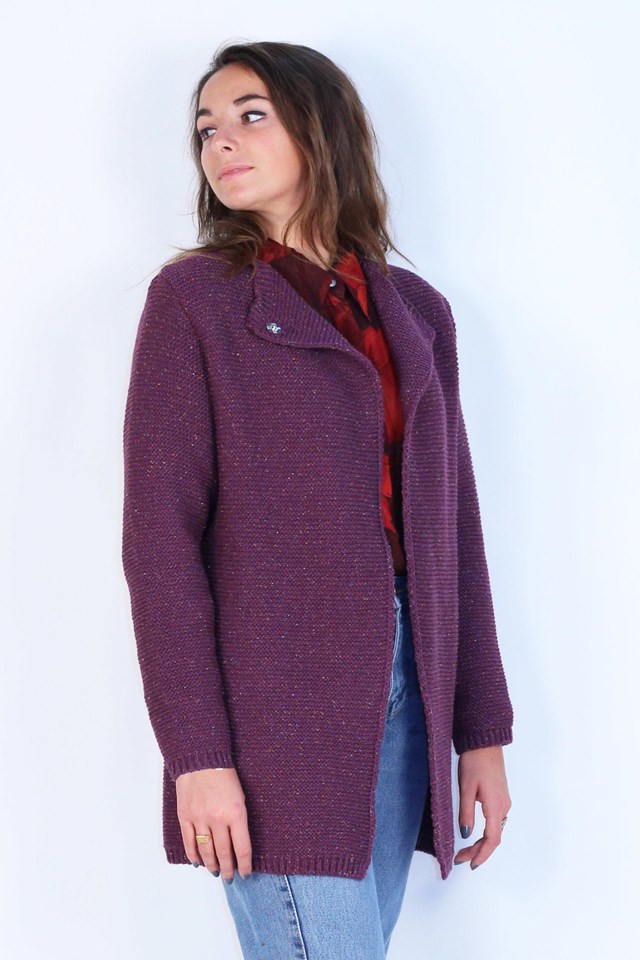 Manteau Erable en laine recyclée - Violet 4