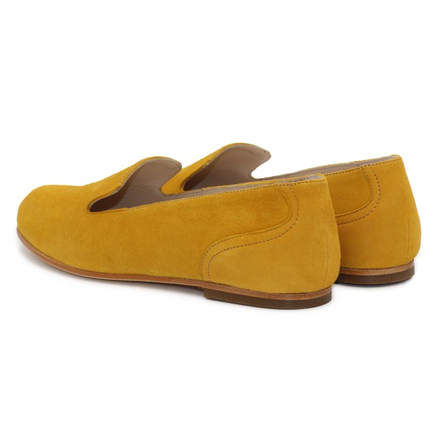 Slippers Plates Daim Jaune Moutarde 3