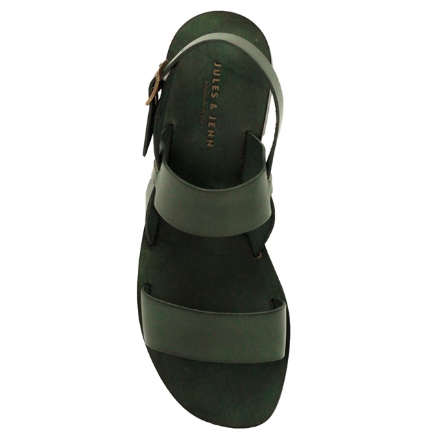 Sandales Plates Cuir Vert 6