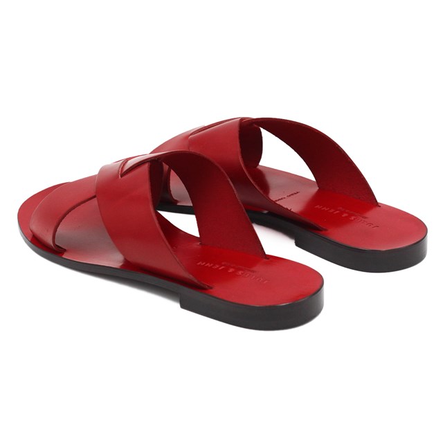 Mules Plates Cuir Rouge 3