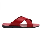 Mules Plates Cuir Rouge 4
