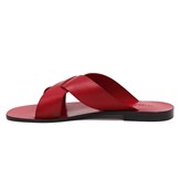 Mules Plates Cuir Rouge 5