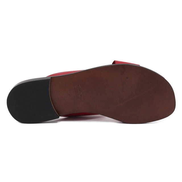 Mules Plates Cuir Rouge 7