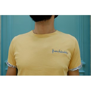 T-shirt ocre broderie Frenchdaddy - Coton bio - Made in France