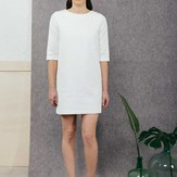 Robe droite et classique en coton blanc Carolyne 6