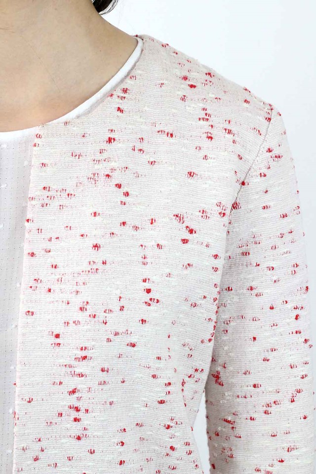 Veste chic, couture et droite en coton blanc et rouge Céline 5